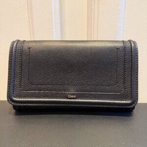 CHLOE Paraty Continental Wallet Women’s Long Wallet Black Leather